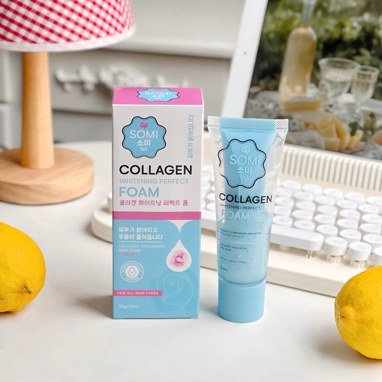 SOMI Collagen Whitening Perfect Foam คือโฟมล้างหน้าแบบ 2-in-1