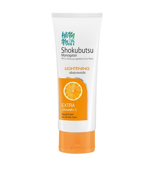 SHOKUBUTSU โฟมล้างหน้า โชกุบุสซึ Extra Vitamin C (ส้ม) เพื่อผิวกระจ่างใส (Lightening)100 กรัม