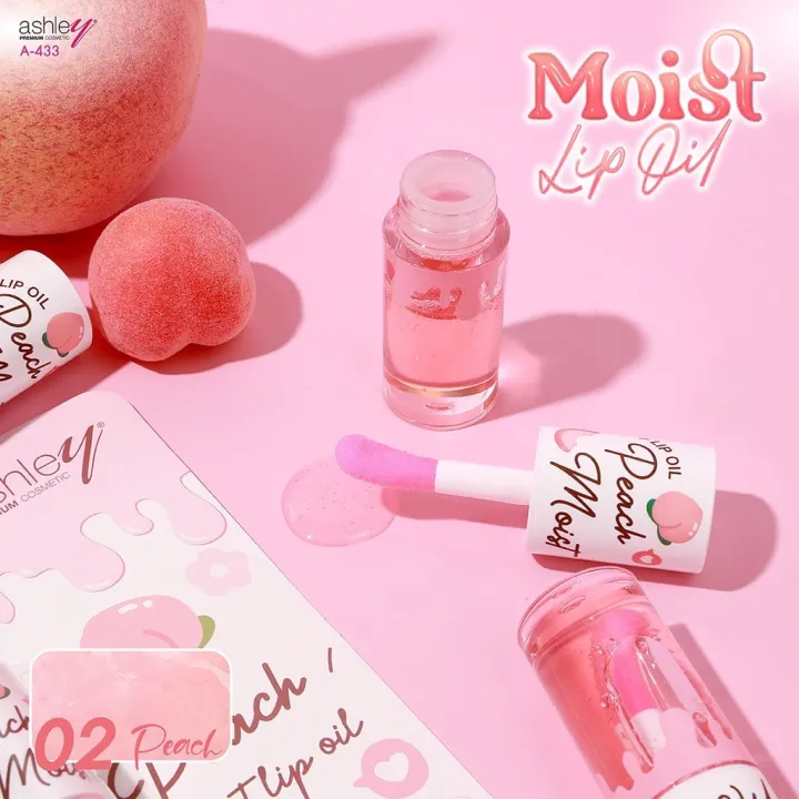 1ชิ้น Ashley Moist Lip Oil Moisturizer A433  แอชลี่ย์ มอยส์ ลิปออยล์ ผสมมอยเจอร์ไรเซอร์