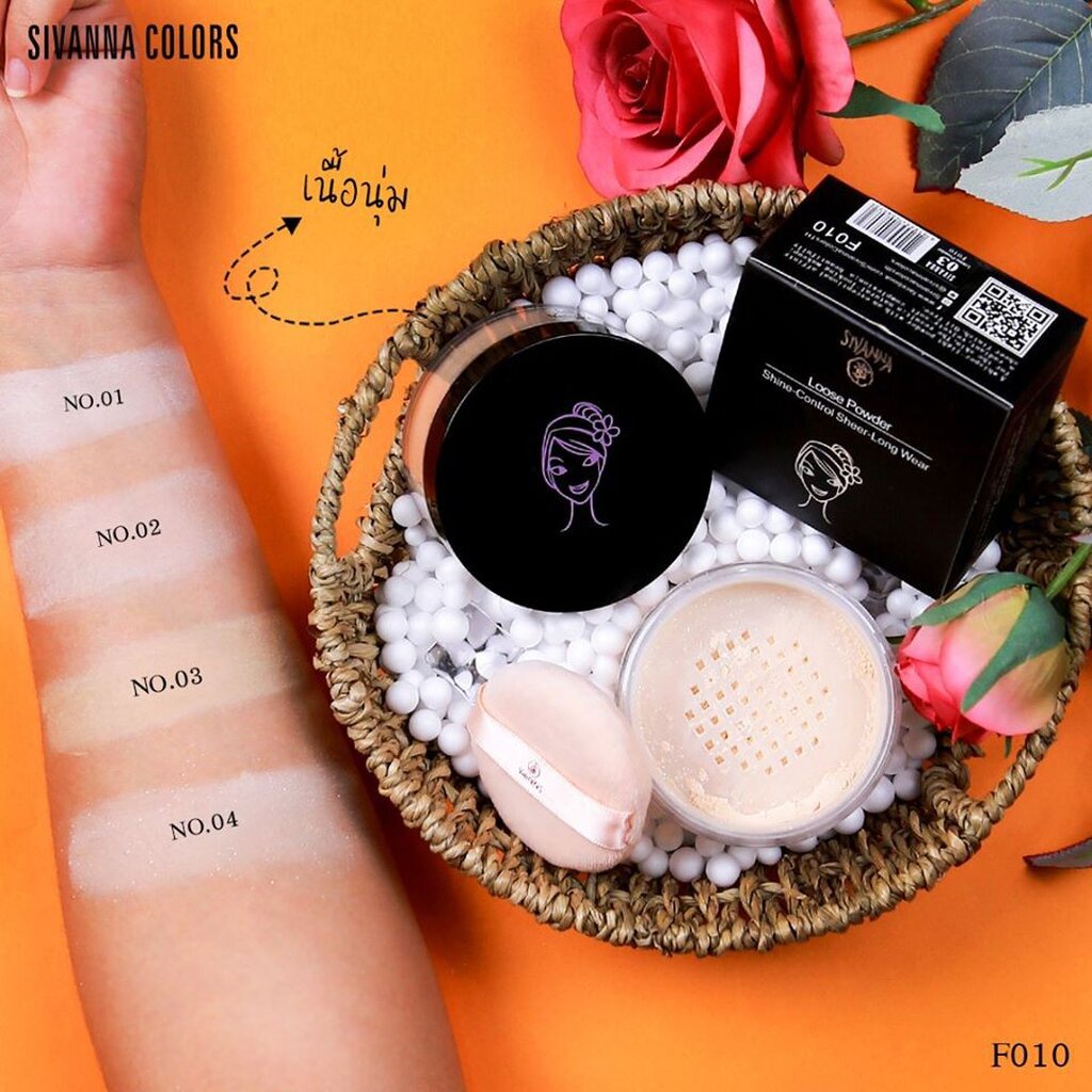 F010 SIVANNA COLORS LOOSE POWDER SHINE-CONTROL SHEER-LONG WEAR : F010 | แป้งฝุ่น