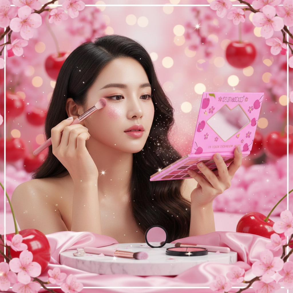 เซตชมพู Kevin & Coco 19 Colors eyeshadow palette อายแชโดว์ 19 สี สีสวย โทนสีส้มและโทนสีชมพู ติดทนยาวนาน แมท ชิมเมอร์ กลิตเตอร์