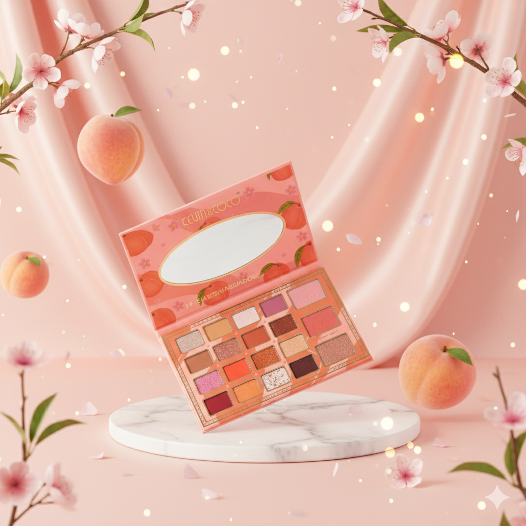 เซตสีส้ม Kevin & Coco 19 Colors eyeshadow palette อายแชโดว์ 19 สี สีสวย โทนสีส้มและโทนสีชมพู ติดทนยาวนาน แมท ชิมเมอร์ กลิตเตอร์