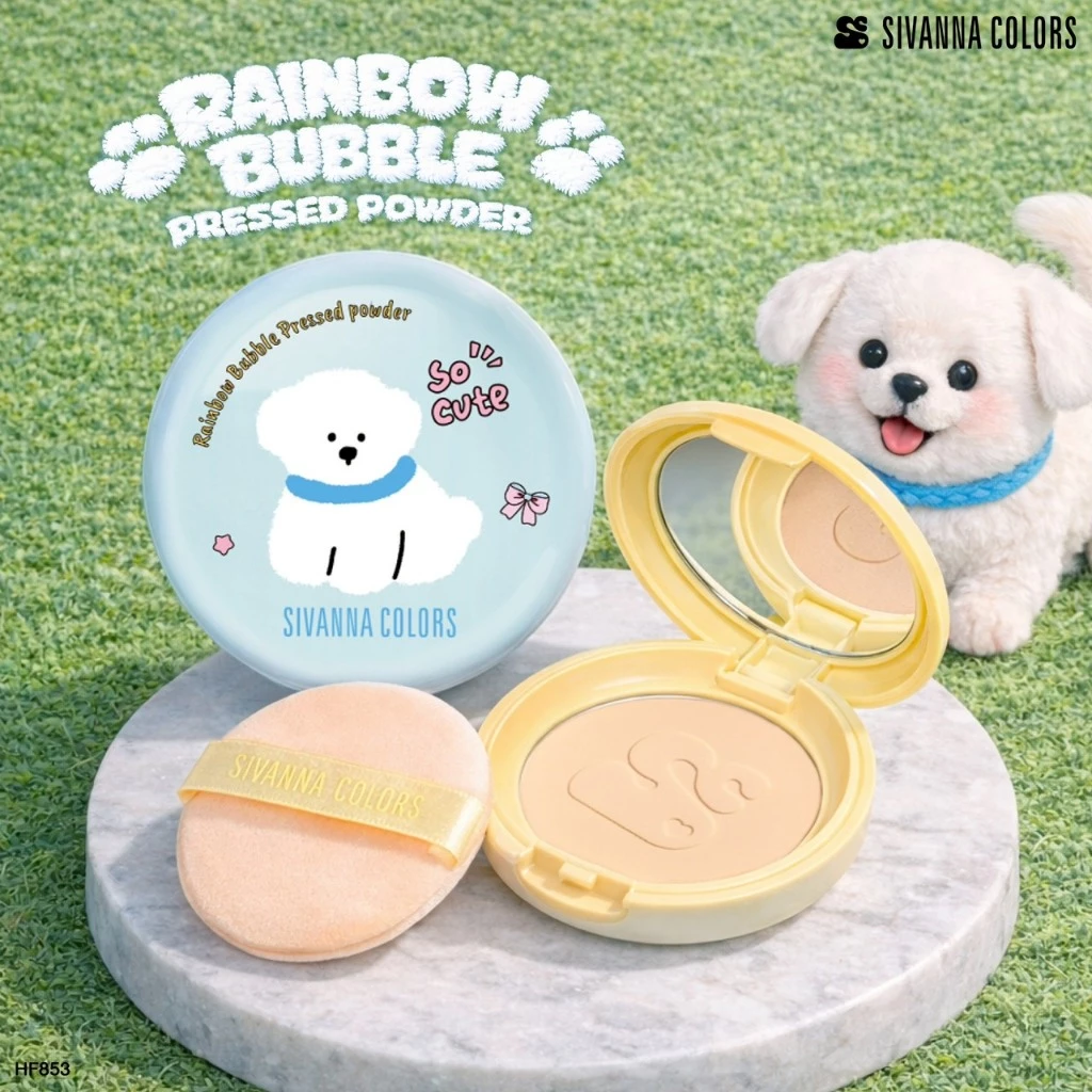HF853 Rainbow Bubble Pressed Powder แป้งพัฟปุยปุย ซีเว่นน่า คัลเลอร์ส เรนโบว์ บับเบิล เพรส พาวเดอร์