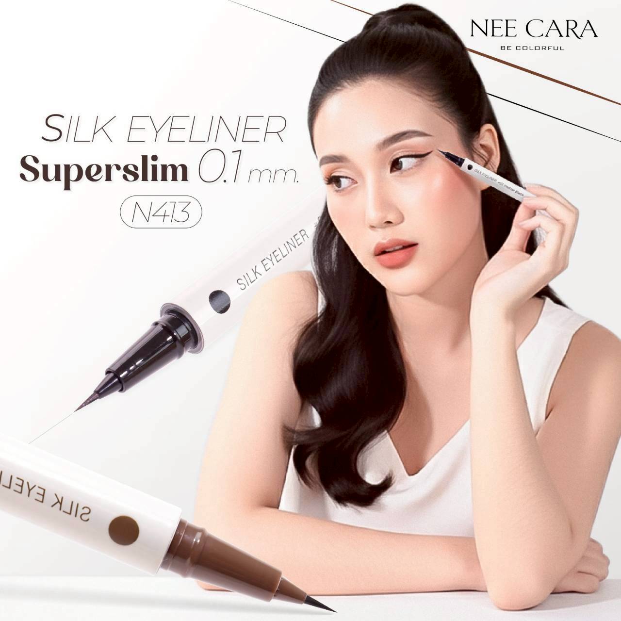 N413 NEE CARA นีคาร่า อายไลเนอร์ หัวพู่กัน ติดทน กันน้ำ SILK EYELINER 2สี