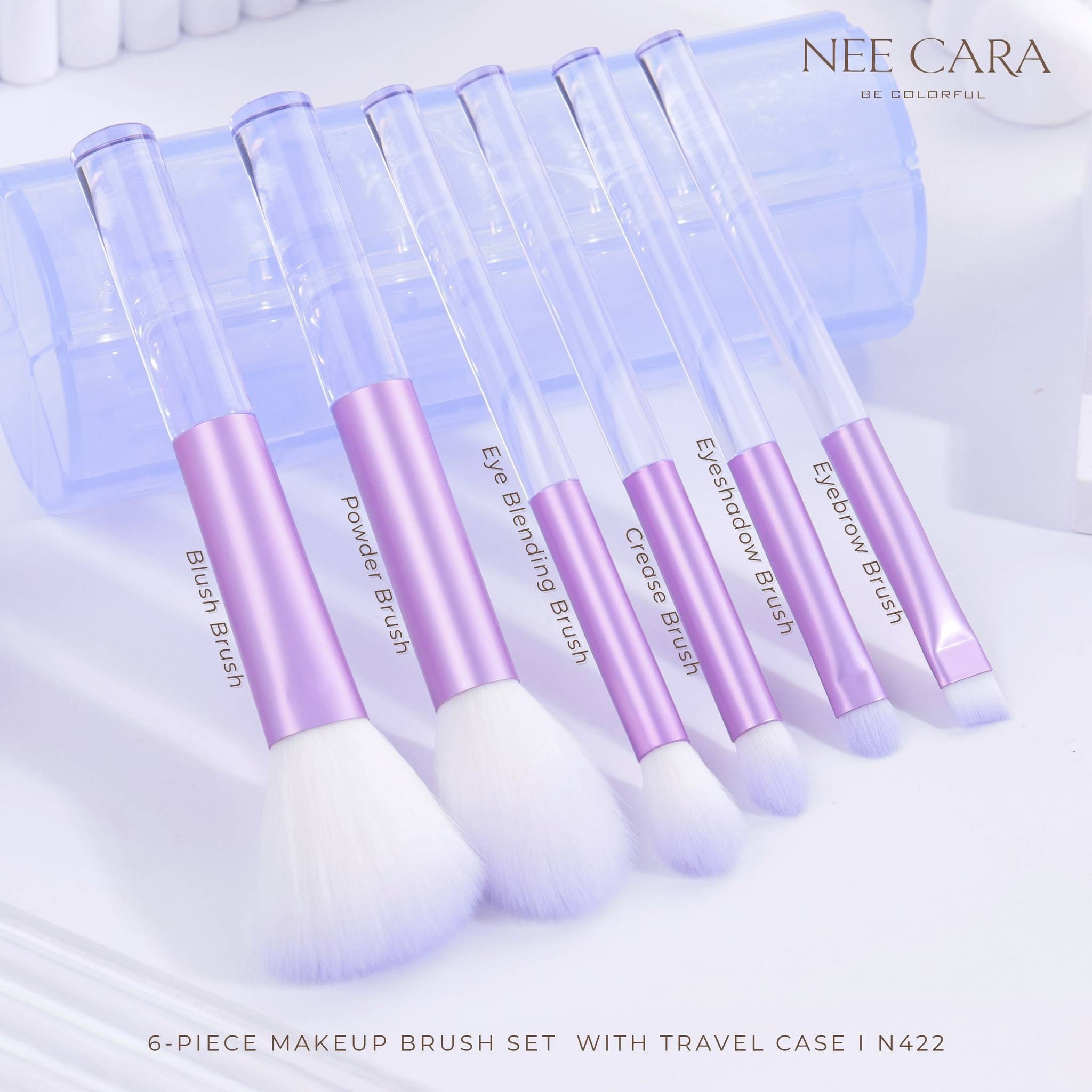 N422 NEE CARA Travel Case Brush Set นีคาร่า ทราเวล เคส บรัช เซต แปรงแต่งหน้า 6 ชิ้น กล่องเก็บสีพาสเทล