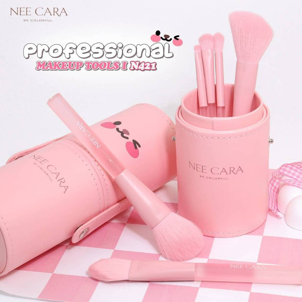 N421 professional make up ชุดแปรงแต่งหน้า 6 ชิ้น *แถมฟรีกระบอกหนังเก็บแปรง
