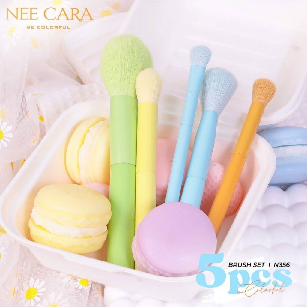 N356 NEE CARA MAKEUP BRUSH SET 5 PCS เซ็ตแปรง นี คารา บี คัลเลอร์ฟลู ชุดแปรงนีคารา