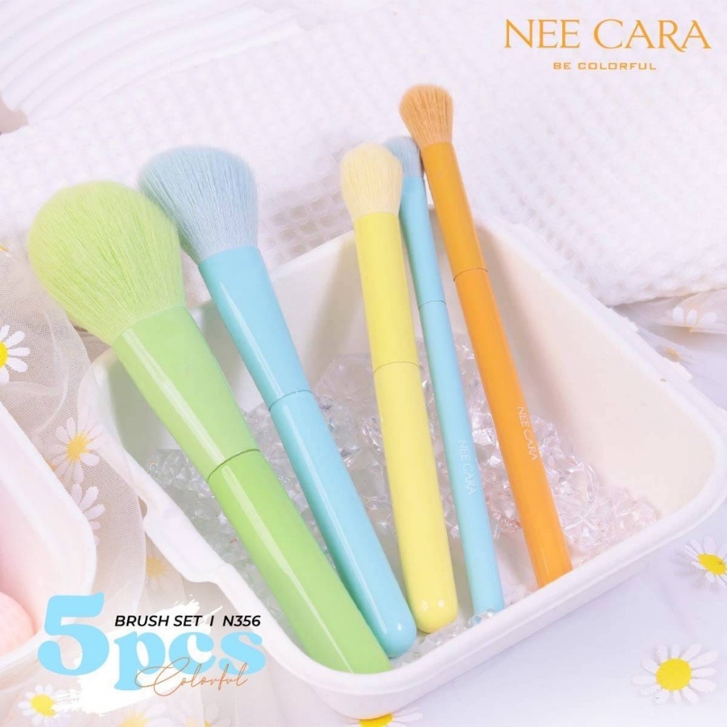 N356 NEE CARA MAKEUP BRUSH SET 5 PCS เซ็ตแปรง นี คารา บี คัลเลอร์ฟลู ชุดแปรงนีคารา