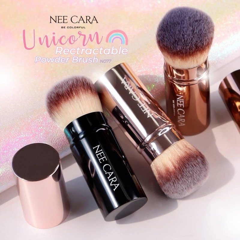 N077 NEECARA นีคาร่า แปรง แต่งหน้า แปรงบลัชออน แปรงกระบอก คาบูกิ สีน้ำตาล