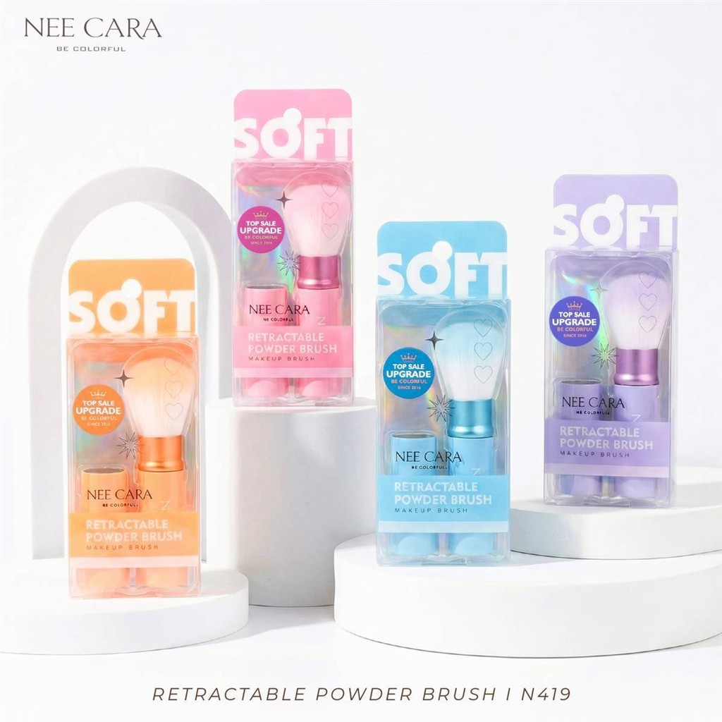 N419 Neecara powder blush แปรงปลอกเล็ก ขนแปรงหนานุ่ม พกพาง่าย สีพาสเทล มี 4 สี
