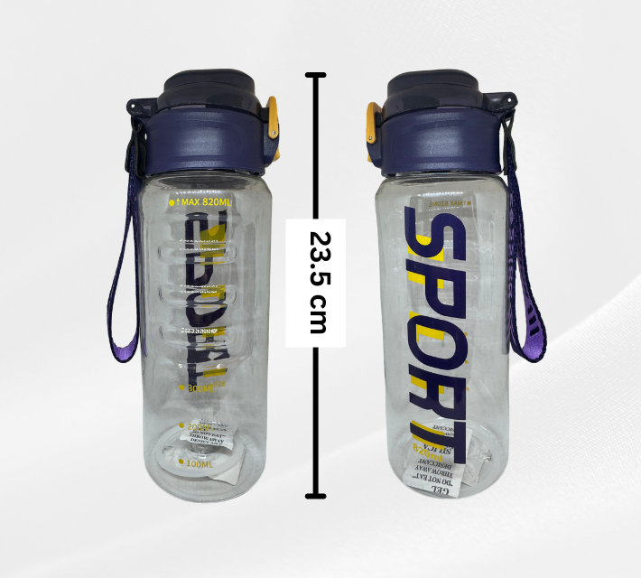 D22 กระบอกน้ำพลาสติกใสทรงสปอร์ต (Sport Water Bottle) ความจุ 820 มล