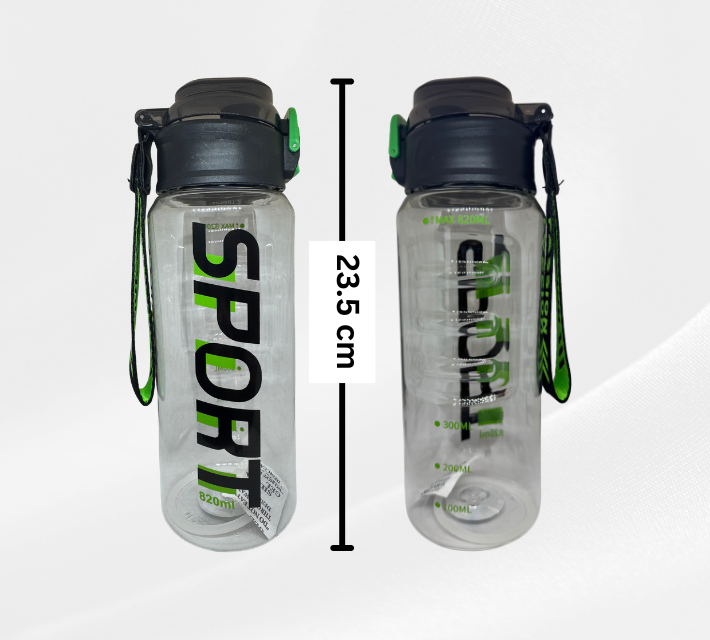 D22 กระบอกน้ำพลาสติกใสทรงสปอร์ต (Sport Water Bottle) ความจุ 820 มล