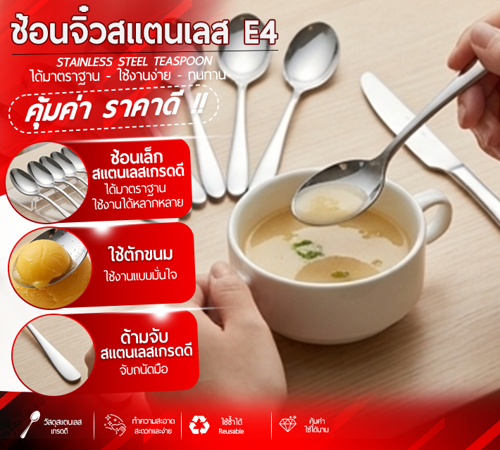 ช้อนจิ๋ววสแตนเลส 6 ชิ้น E4