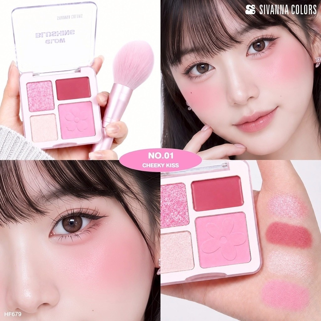 HF679 SIVANNA COLORS GLOW BLUSHING พาเลตตาอายแชโดว์ OUKEYA CLOUD EYE 6 เฉดสี เนื้อแมตต์และชิมเมอร์