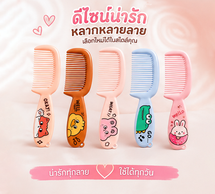 หวีพลาสติกขนาดพกพาลายการ์ตูน R2
