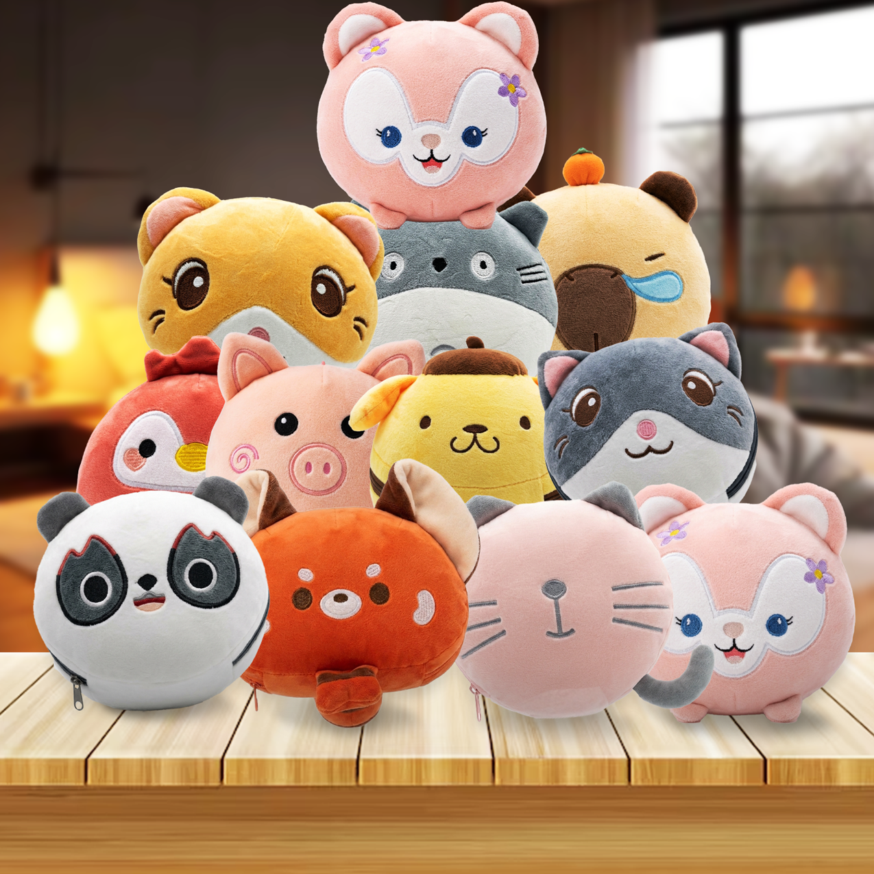 การ์ตูน 2-In-1 พร้อมผ้าปิดตาน่ารักตุ๊กตาหมอนเดินทางแบบพกพาโต๊ะทํางานหมอนของขวัญวันเกิด VV-3