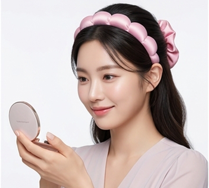 เซ็ตเครื่องประดับผมผ้าชาติสีชมพู V3